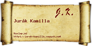 Jurák Kamilla névjegykártya